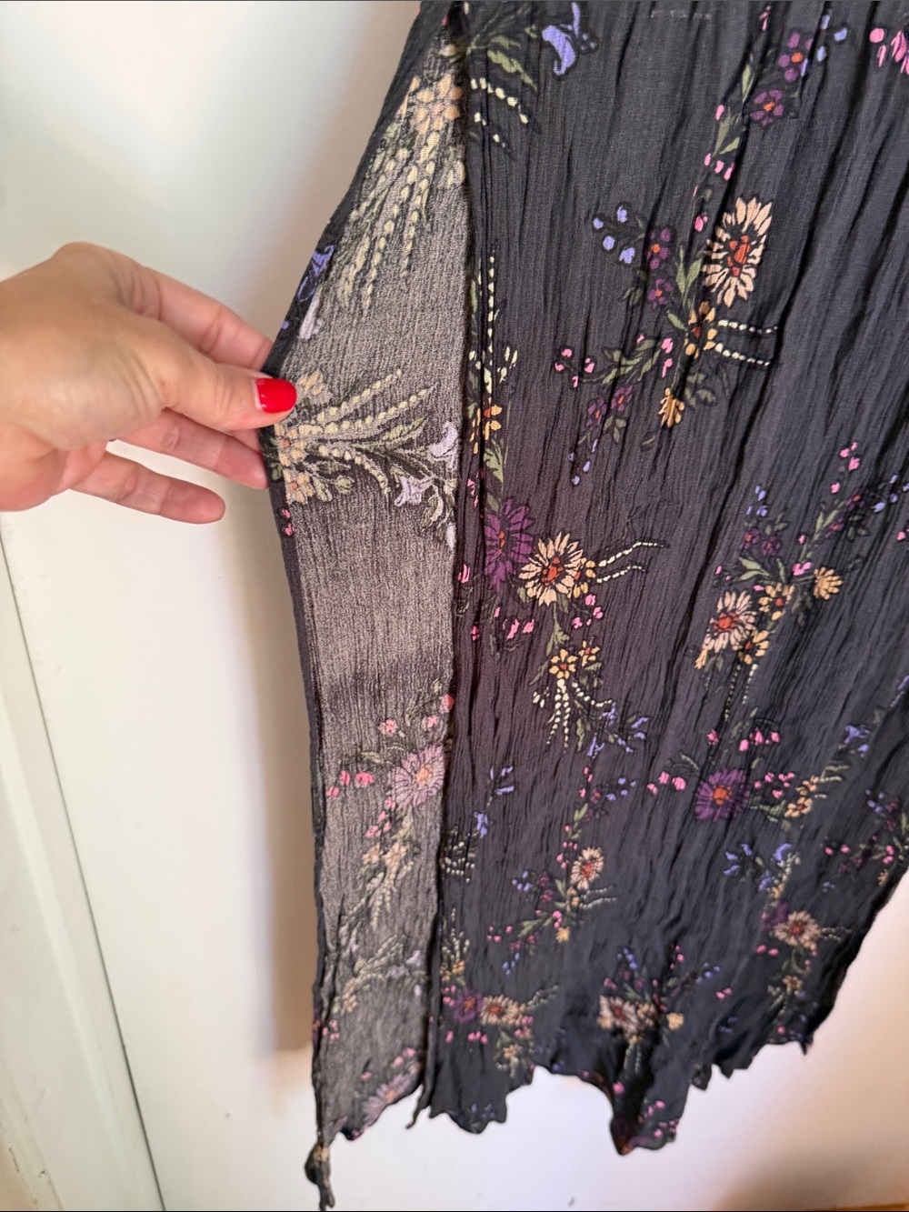 Honey Punch Black Floral Cutout Maxi Dress with Fringe Sleeves - Picture 5 of 5